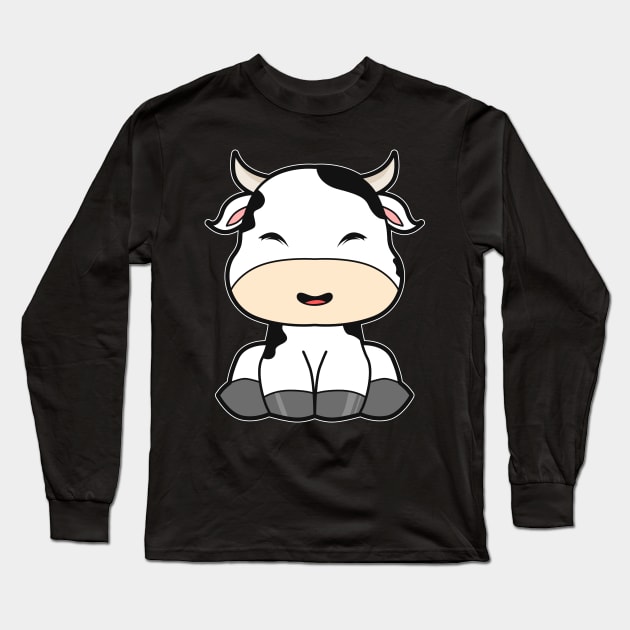 Cute Baby Cow Comic Long Sleeve T-Shirt by Imutobi